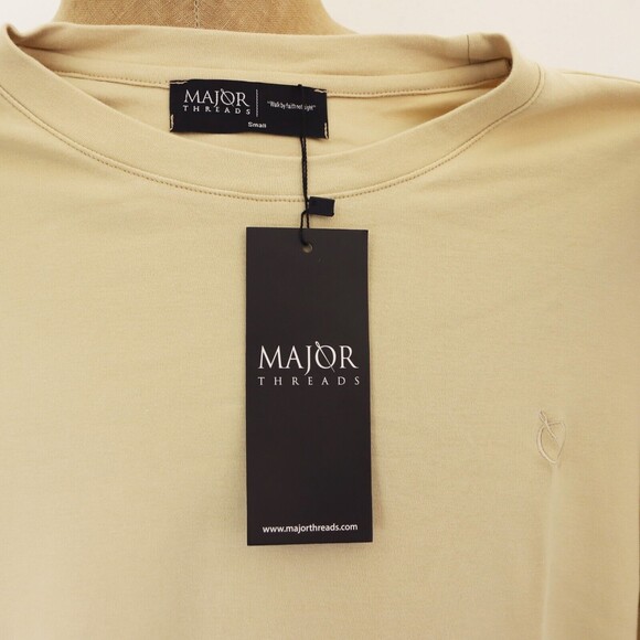 Major Threads Signature Boxed T-Shirt S Cream Basic Logo Tee 100% Cotton NWT - Picture 7 of 7